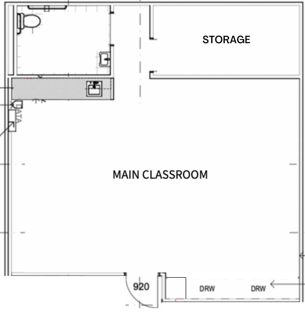 Floor plan of classroom at SkillsBox Clinical Space